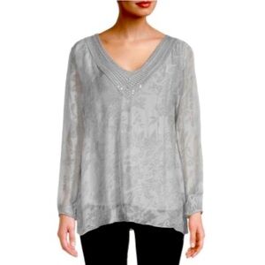 LE MARAIS Sequence V Neck, 100% Silk, Top - XL NWT